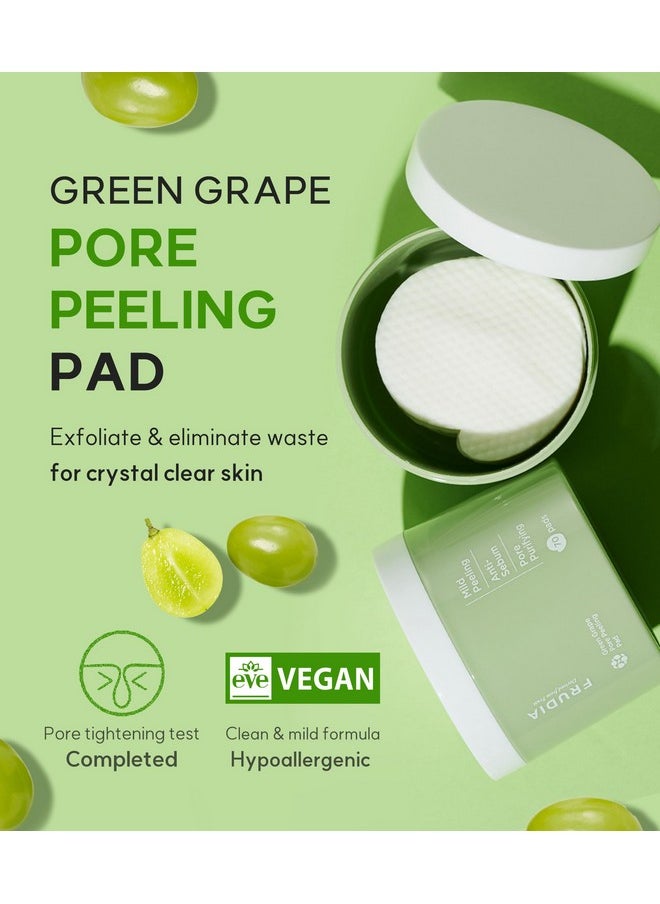 WELCOS FRUDIA Green Grape Pore Peeling Pad | Pore Minimizer Face Exfoliator Toner Pads w/GG Extract, Tannin Pore Complex & Anti Sebum P | Korean Skin Care Facial Cleansing Pads (70 Facial Pads)