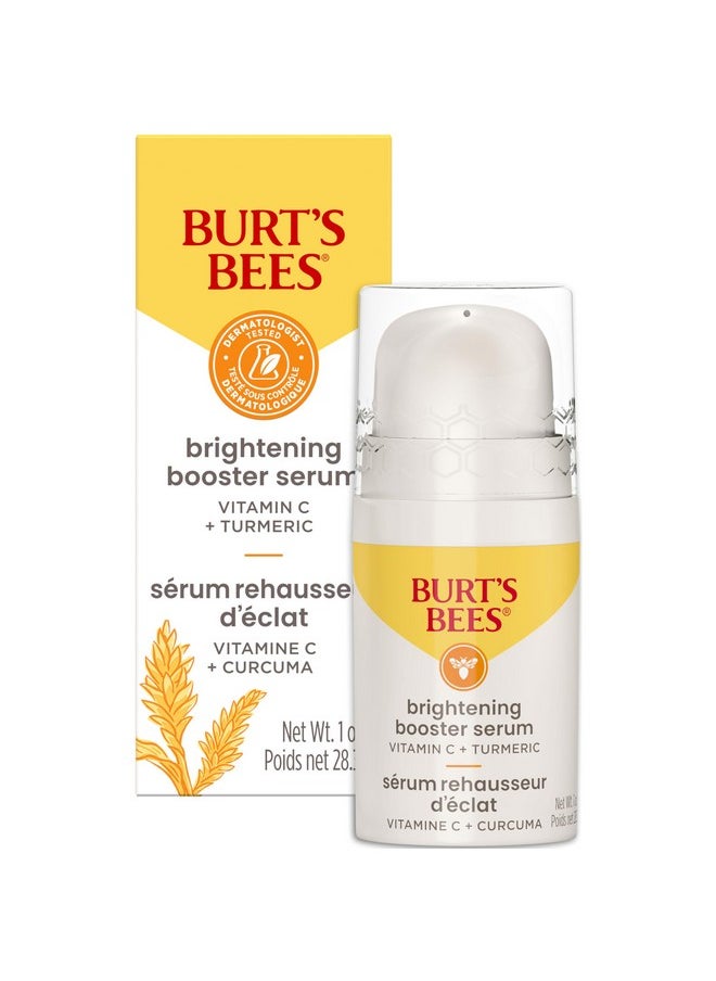 Burt's Bees Vitamin C Turmeric Face Serum, Brightens Skin & Visibly Reduces Dark Spots, Fine Lines & Wrinkles, Naturally Hydrating, Lightweight - Brightening Booster (1 oz)