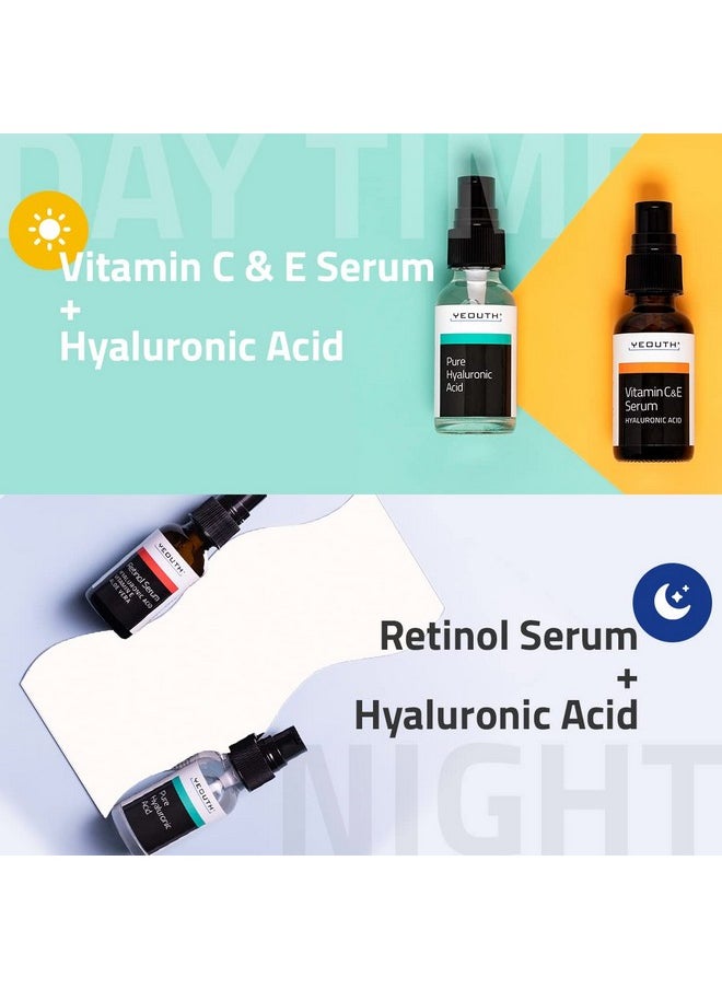 YEOUTH Retinol Serum for Face - Vitamin C Serum for Face with Hyaluronic Acid Serum for Face - Retinol for Face Serum - Vitamin C Face Serum for Women - Skin Care Set 3x1 oz- Serum Set for Face