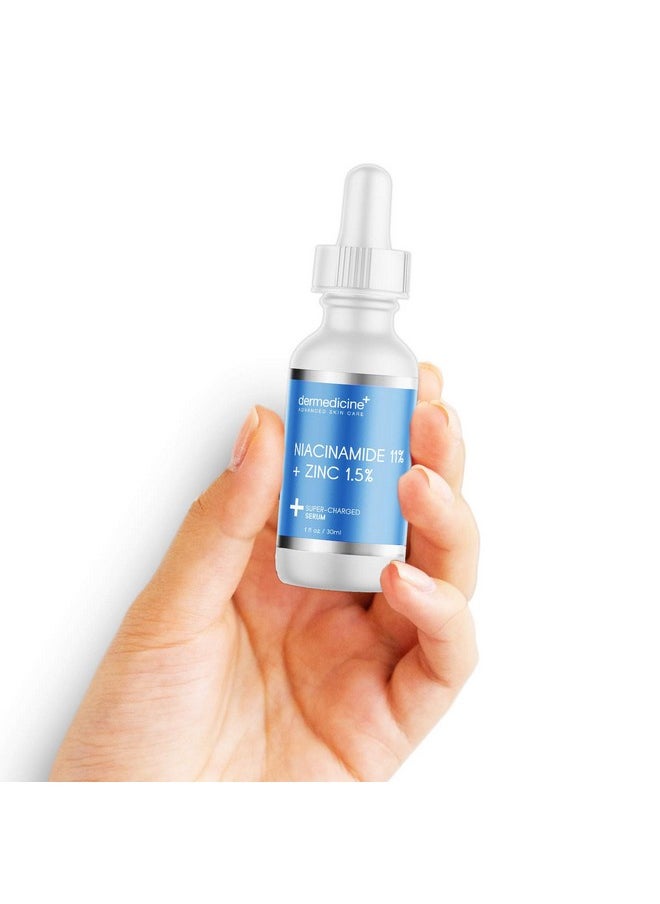 Niacinamide 11% + Zinc 1.5% Super Charged Serum | May Help Improve The Appearance of Pores, Skin Texture, Fine Lines & Dark Spots for a More Clear & Radiant Complexion | 1 fl oz / 30 ml