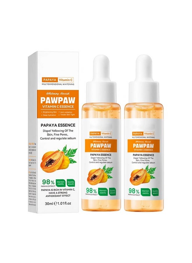 Grospe 2PC 98% Papaya Extract Vitamin C Nourish PawPaw Essence,Dispel Yellowing Of The Skin, Deep Hydration Fine Pores, Moisturizing Smoothing Facial and Body Skin 60ml / 2.02 fl.oz