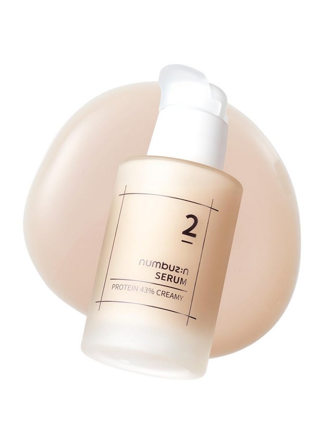 numbuzin No.2 Creamy 43% Protein Serum | Protein Cream Serum with Oat Protein, Ceramide, Panthenol for Skin Barrier | Korean Skin Care for Sensitive, Loose Skin | 1.69 Fl Oz