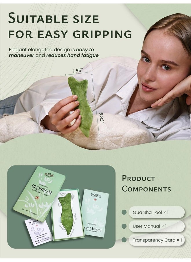 Rena Chris Gua Sha Facial Tools - Acupressure & Gua Sha, Jade Gua Sha Stone for Face Massage, Jawline Sculpting and Puffiness Reducing, Skin Care Tool with User Manual