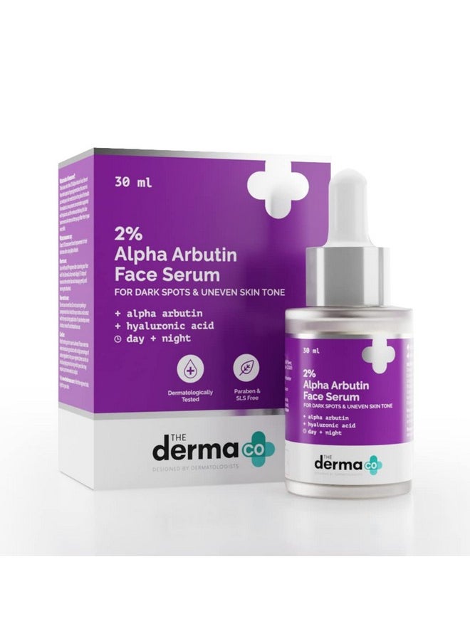 The Derma Co 2% Alpha Arbutin Face Serum | Helps Reduce Acne Scars & Spots | Suits All Skin Types | 1.01 Fl Oz/30 ml