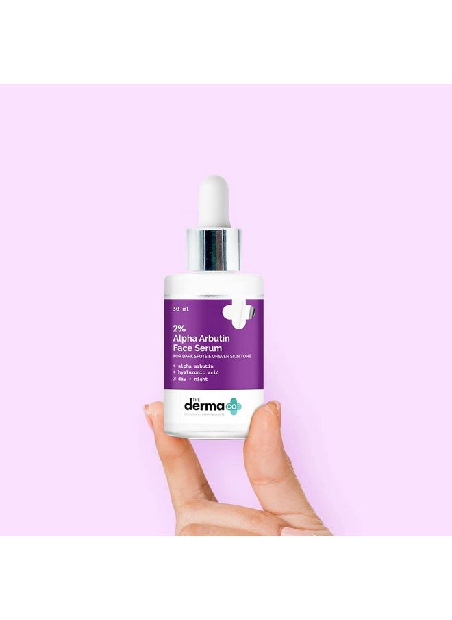 The Derma Co 2% Alpha Arbutin Face Serum | Helps Reduce Acne Scars & Spots | Suits All Skin Types | 1.01 Fl Oz/30 ml