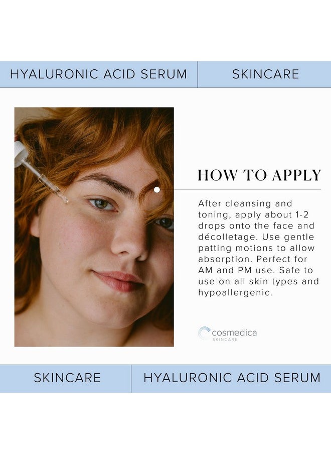 Hyaluronic Acid Serum for Skin- 100% Pure-Anti-Aging Serum- Intense Hydration + Moisture, Non-greasy, Paraben-free-Best Hyaluronic Acid for Your Face (Pro Formula)