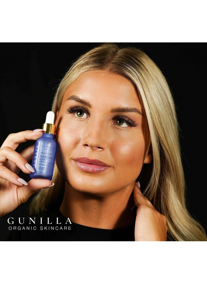 GUNILLA Hyaluronic Acid & Ginseng Serum: Vegan. Plant-Based Anti-Aging Serum, Plumping, Firming & Hydrating, Reduce the Appearance of Wrinkles. 14 Actives & Herbals. Natural. Oil-Free. 1 oz