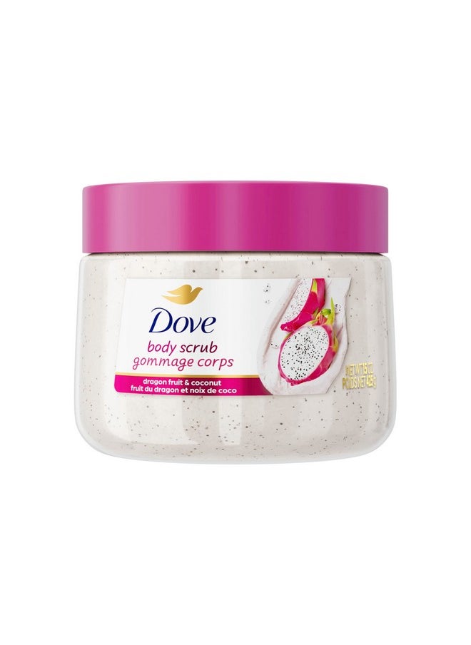 Dove Body Scrub Dragon Fruit & Coconut Cream For SIlky Smooth Skin Body Scrub Exfoliates and Provides Lasting Nourishment 15 oz