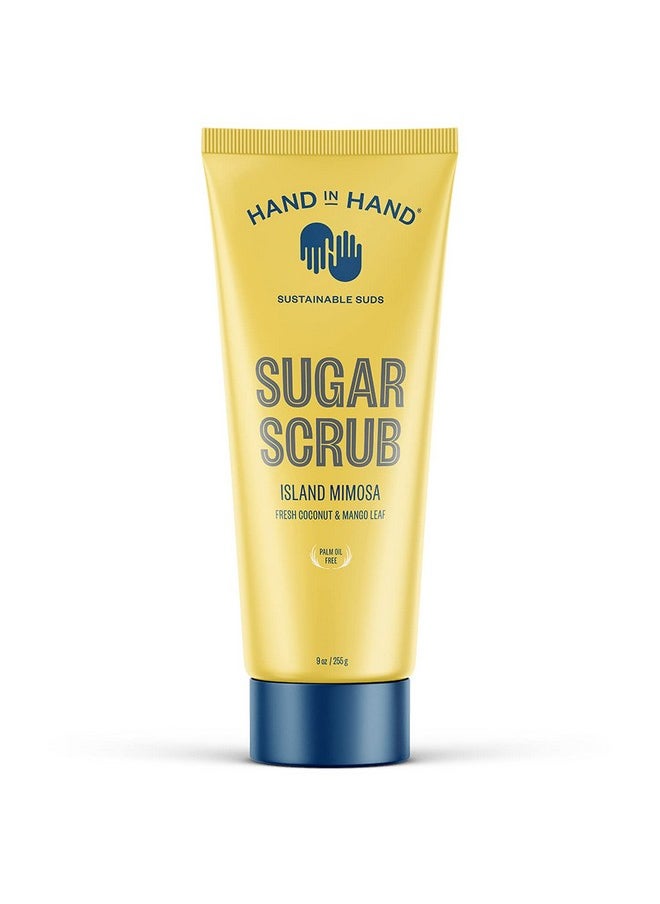 Hand in Hand Sugar Scrub, Gentle Exfoliation For All Skin Types, 9 Ounce, Fresh Coconut & Mango Leaf, Island Mimosa Scent, Single