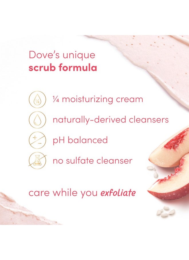 Dove Body Scrub White Peach & Crushed Rice 3 Count for Visibly Silky-Smooth, Nourished Skin, with ¼ Moisturizing Cream, 10.5 oz