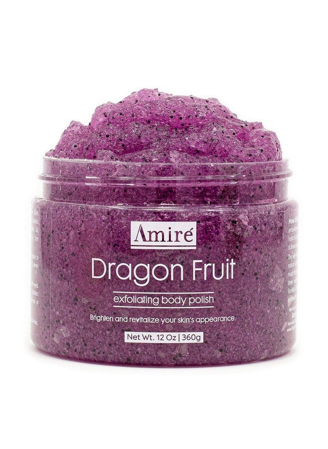 Amire Dragon Fruit Jelly Exfoliating Body Scrub Polish, Exfoliate Dry, Dehydrated, and Dead Skin, Improve Body Skin Texture and Brighten Appearance, Pitaya Scrubs, 12oz