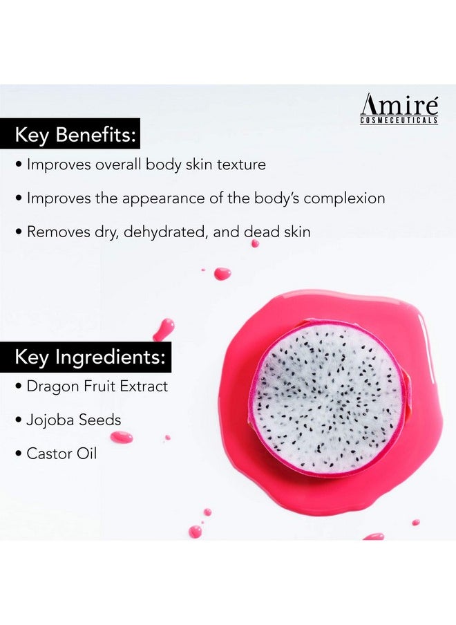 Amire Dragon Fruit Jelly Exfoliating Body Scrub Polish, Exfoliate Dry, Dehydrated, and Dead Skin, Improve Body Skin Texture and Brighten Appearance, Pitaya Scrubs, 12oz