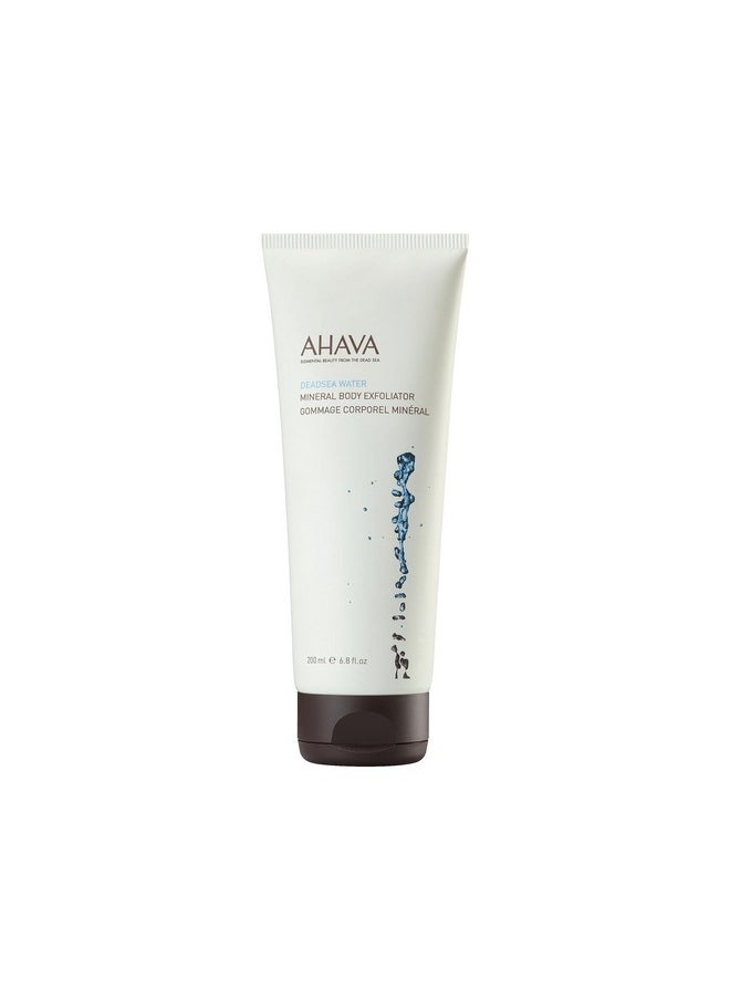AHAVA Dead Sea Water Mineral Body Exfoliator - Gel body Scrub For Daily Smoothness & Hydration, Removes Excess Dead Skin, Not Dries Out the Skin, with Exclusive Osmoter, 6.8 Fl.Oz