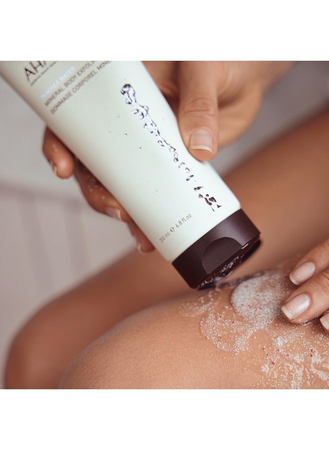 AHAVA Dead Sea Water Mineral Body Exfoliator - Gel body Scrub For Daily Smoothness & Hydration, Removes Excess Dead Skin, Not Dries Out the Skin, with Exclusive Osmoter, 6.8 Fl.Oz