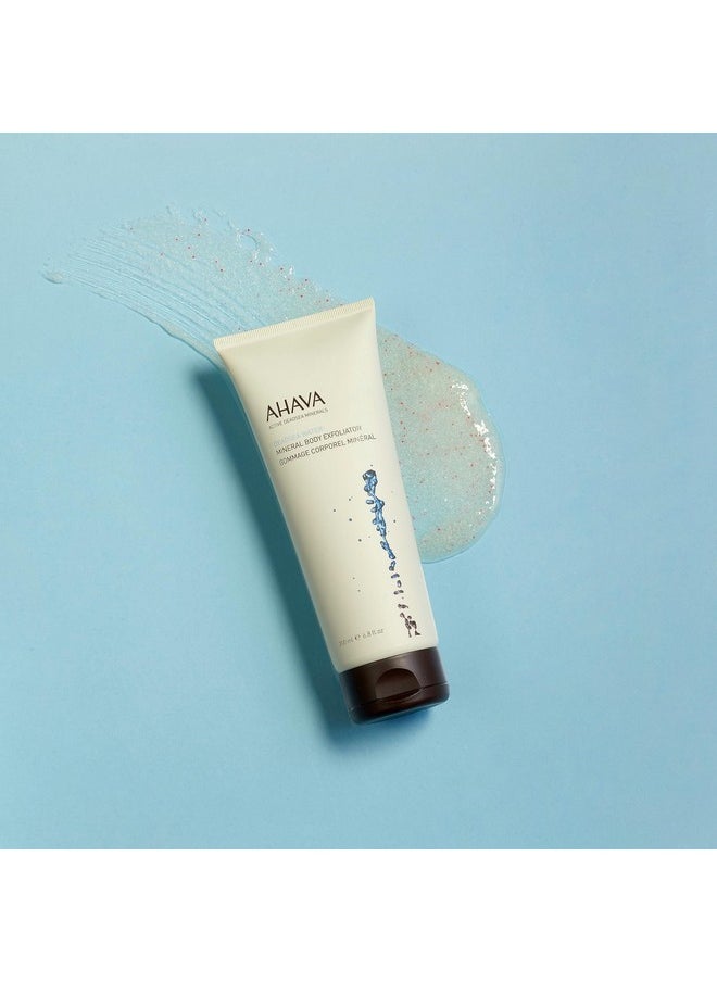 AHAVA Dead Sea Water Mineral Body Exfoliator - Gel body Scrub For Daily Smoothness & Hydration, Removes Excess Dead Skin, Not Dries Out the Skin, with Exclusive Osmoter, 6.8 Fl.Oz