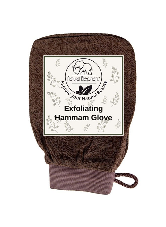 Natural Elephant Exfoliating Hammam Glove - Face and Body Exfoliator Mitt (Black, Brown and Orange (Pack of 3))