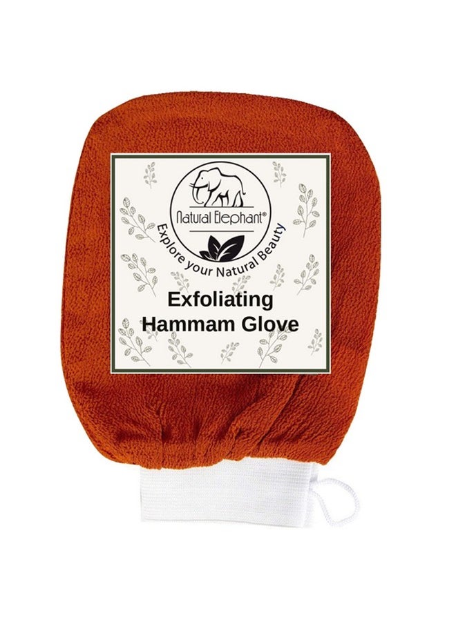 Natural Elephant Exfoliating Hammam Glove - Face and Body Exfoliator Mitt (Black, Brown and Orange (Pack of 3))