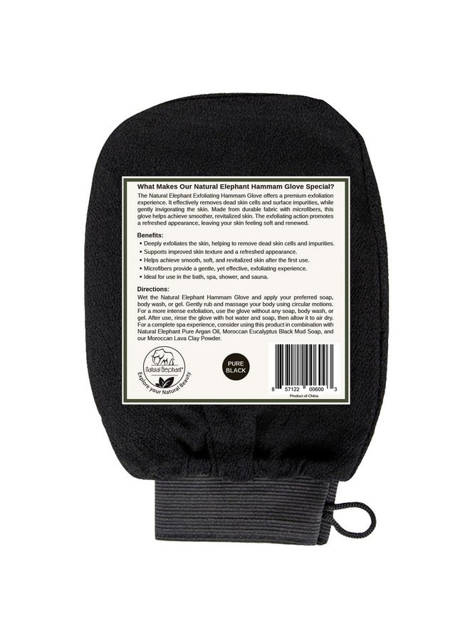 Natural Elephant Exfoliating Hammam Glove - Face and Body Exfoliator Mitt (Black, Brown and Orange (Pack of 3))
