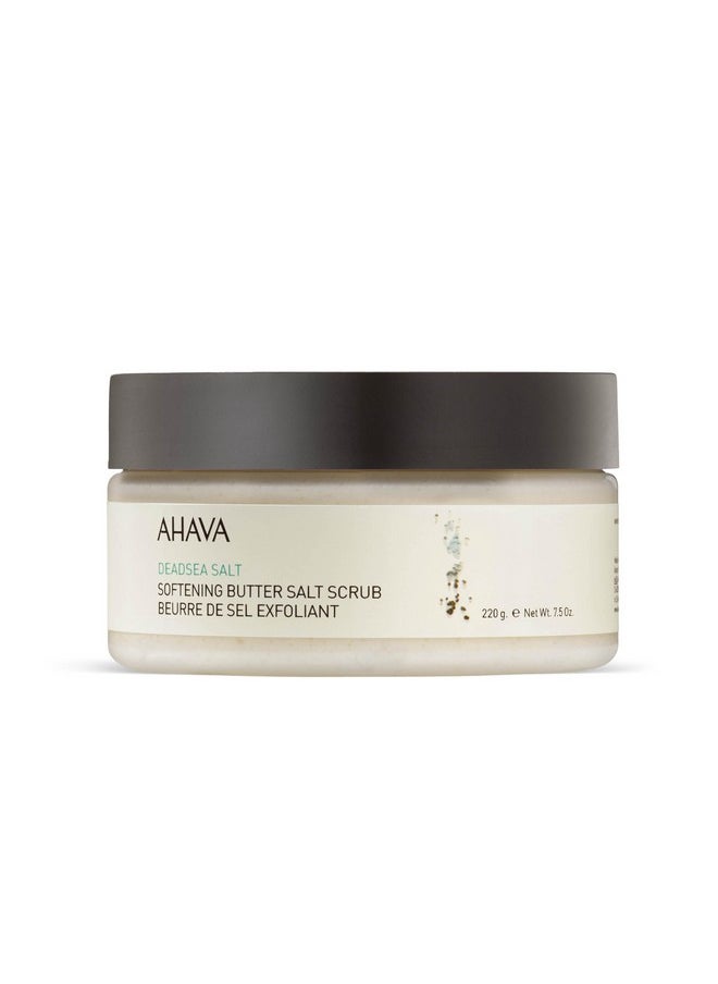 AHAVA Dead Sea Salt Softening Butter Salt Scrub - Rich, Buttery Body Scrub for Smooth, Radiant Skin, Energizes Sensation for Body & Mind, with exclusive Osmoter, Jojoba & Coconut Oil, 7.5 Fl.Oz