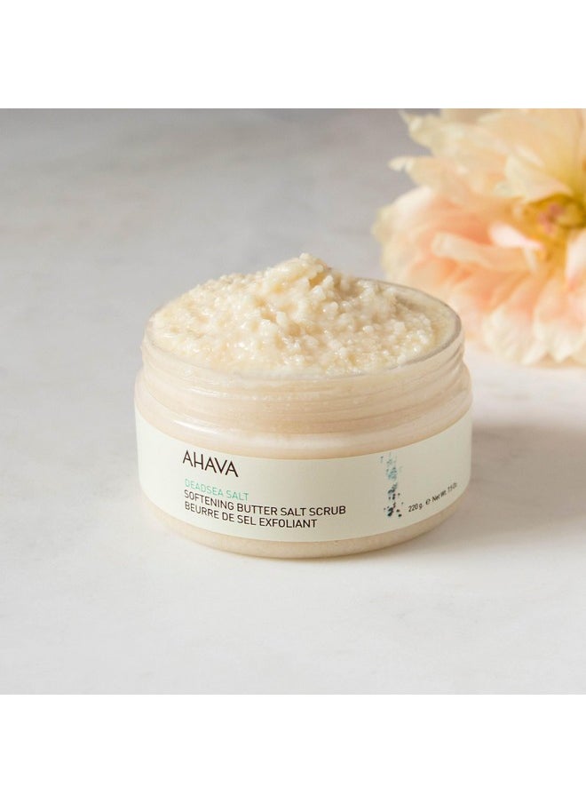 AHAVA Dead Sea Salt Softening Butter Salt Scrub - Rich, Buttery Body Scrub for Smooth, Radiant Skin, Energizes Sensation for Body & Mind, with exclusive Osmoter, Jojoba & Coconut Oil, 7.5 Fl.Oz