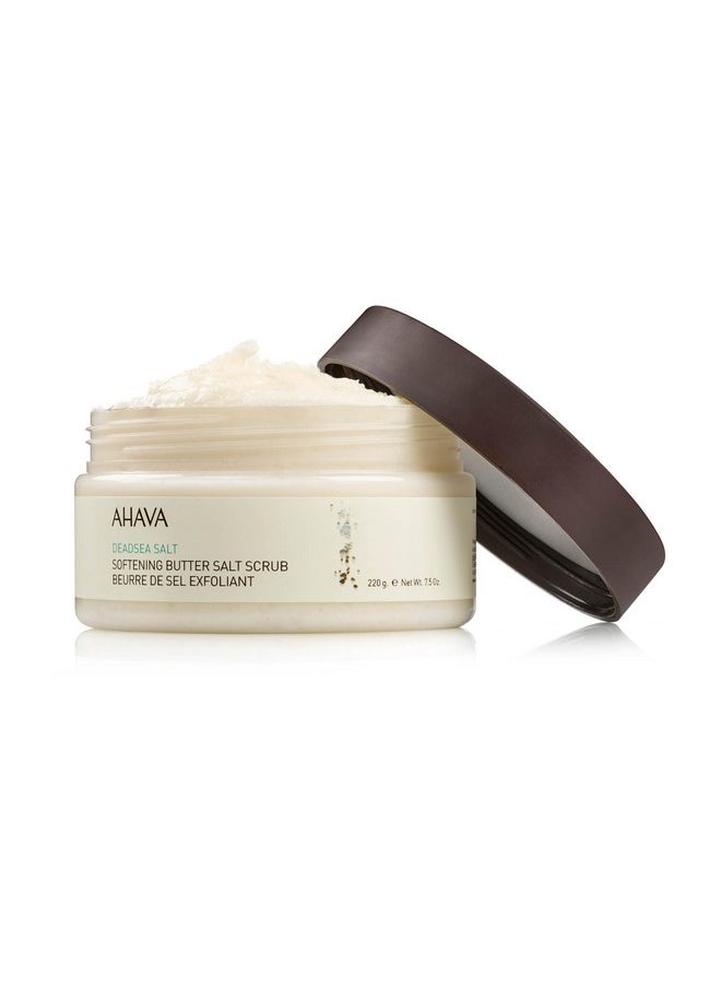 AHAVA Dead Sea Salt Softening Butter Salt Scrub - Rich, Buttery Body Scrub for Smooth, Radiant Skin, Energizes Sensation for Body & Mind, with exclusive Osmoter, Jojoba & Coconut Oil, 7.5 Fl.Oz