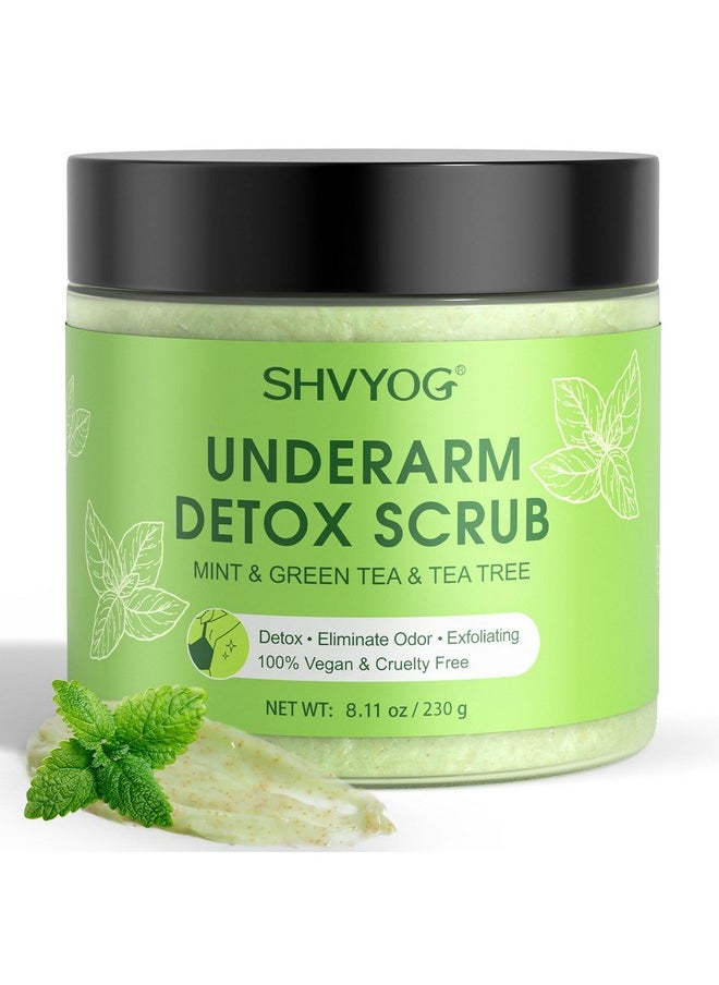 Underarm Detox Scrub, Green Tea Armpit Detox Scrub with Mint and Tea Tree, Natural Underarm Scrub for Armpit Detoxifying, Odors Eliminating, Exfoliating and Smoothing 8.11 Oz