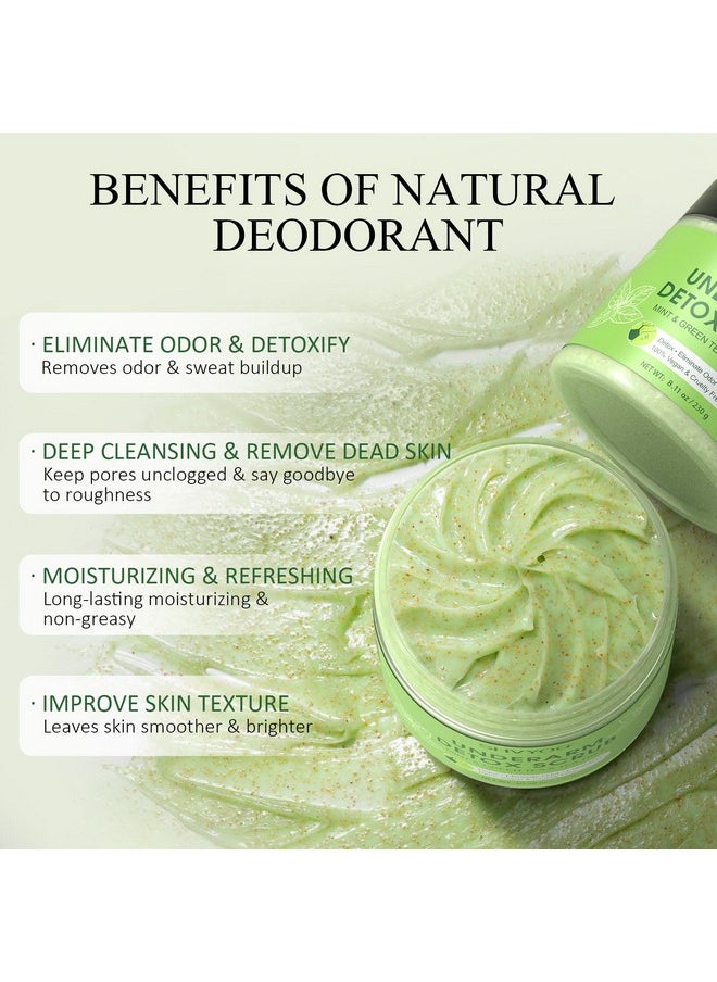 Underarm Detox Scrub, Green Tea Armpit Detox Scrub with Mint and Tea Tree, Natural Underarm Scrub for Armpit Detoxifying, Odors Eliminating, Exfoliating and Smoothing 8.11 Oz
