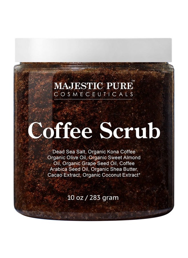 MAJESTIC PURE Arabica Coffee Scrub - All Natural Exfoliating Body Scrub for Skin Care, Stretch Marks, Acne & Cellulite, Reduce the Look of Spider Veins, Eczema, Age Spots & Varicose Veins - 10 Ounces
