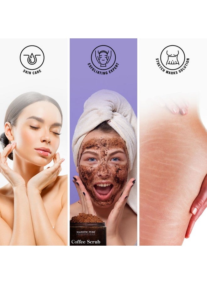 MAJESTIC PURE Arabica Coffee Scrub - All Natural Exfoliating Body Scrub for Skin Care, Stretch Marks, Acne & Cellulite, Reduce the Look of Spider Veins, Eczema, Age Spots & Varicose Veins - 10 Ounces