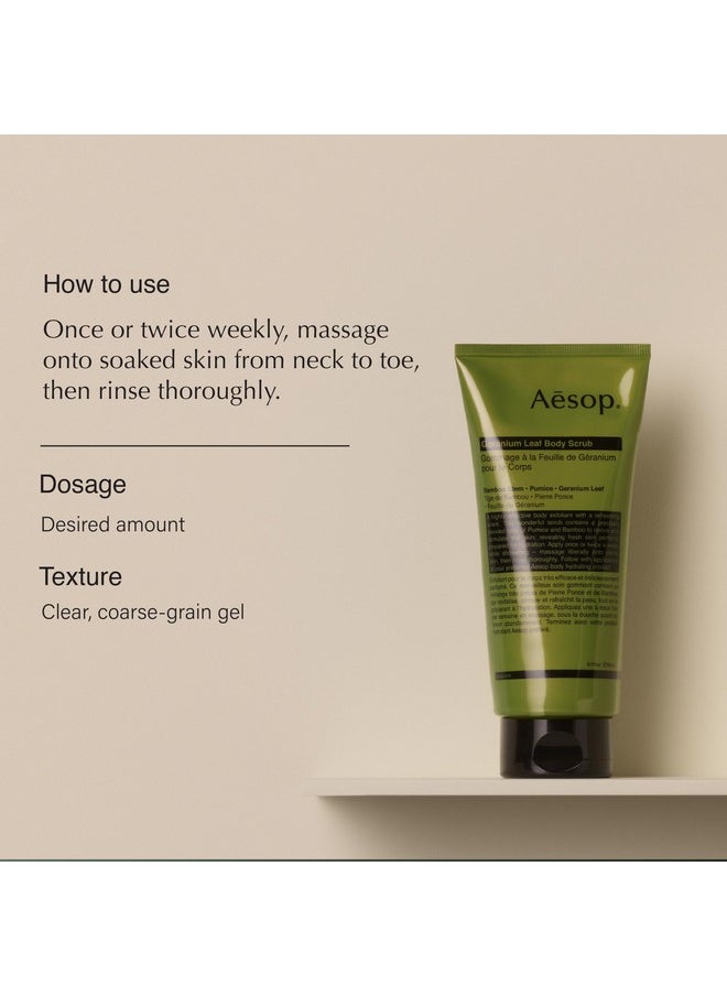 Aesop Geranium Leaf Body Scrub | Invigorating Exfoliant For Smooth, Hydrated Skin | Paraben, Cruelty-free & Vegan | 6.2 oz