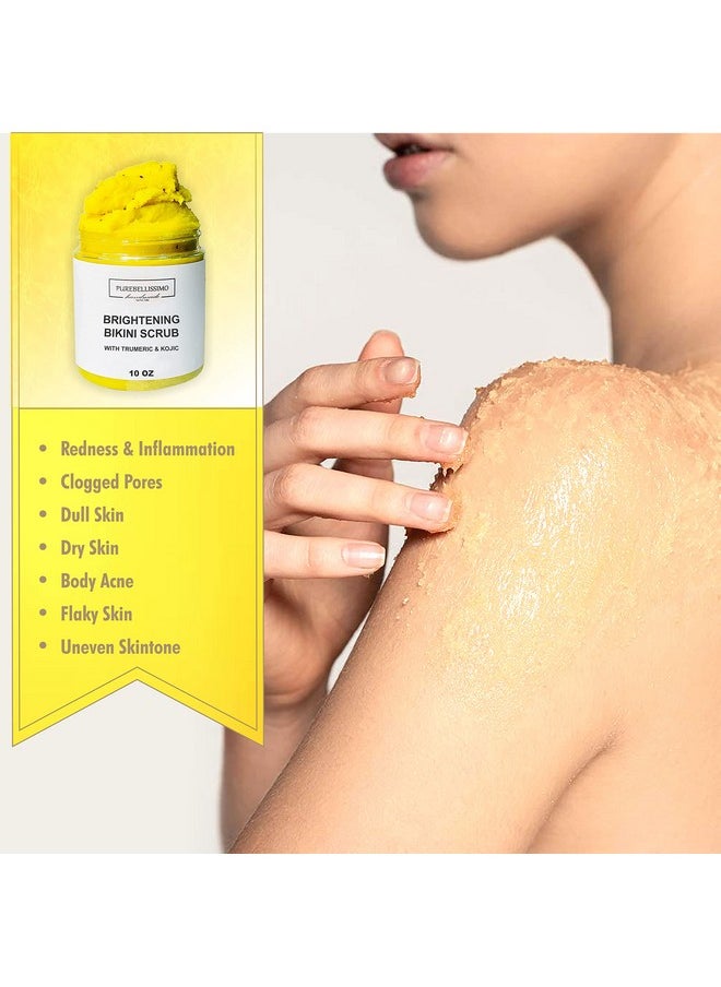 Turmeric Skin Brightening Scrub for Dark Spots, Dark Inner Thighs Bikini Area Underarms, Natural Exfoliating Turmeric Face Scrub ALL NATURAL 10OZ