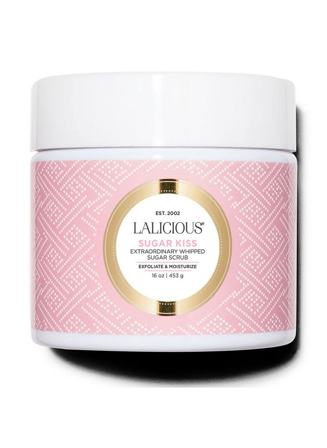 LALICIOUS Sugar Kiss Extraordinary Whipped Sugar Scrub - Cane Sugar Body Scrub with Coconut Oil & Honey, No Parabens (16oz)