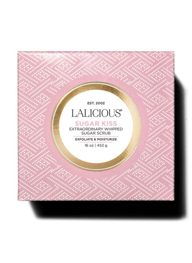 LALICIOUS Sugar Kiss Extraordinary Whipped Sugar Scrub - Cane Sugar Body Scrub with Coconut Oil & Honey, No Parabens (16oz)