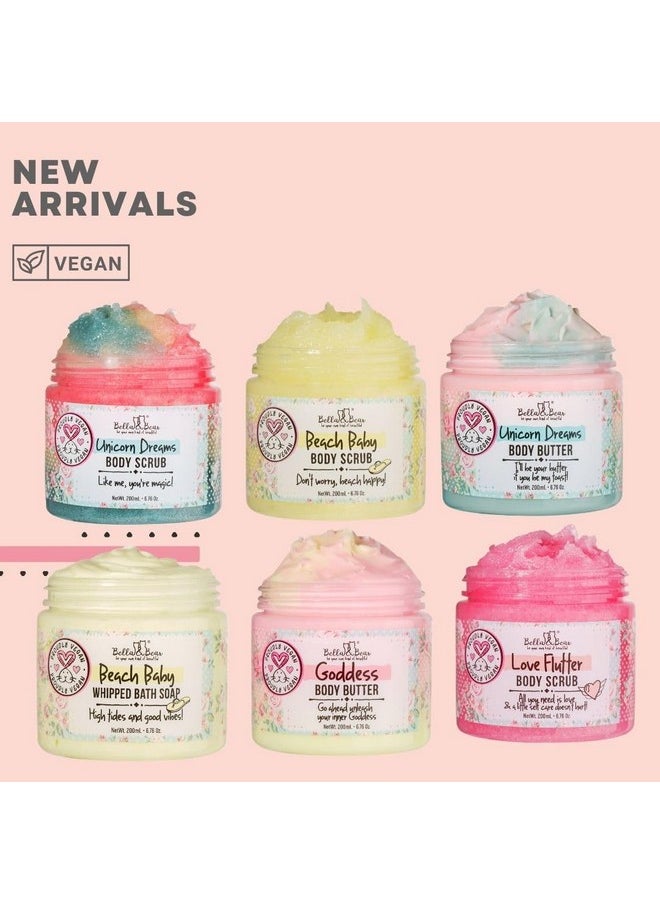 Bella and Bear Unicorn Dream Body Scrub Skin Care Exfoliating Body Wash - Cruelty-Free, Paraben Free, Vegan-Friendly Sugar Scrub with mango & pineapple with a hint of vanilla