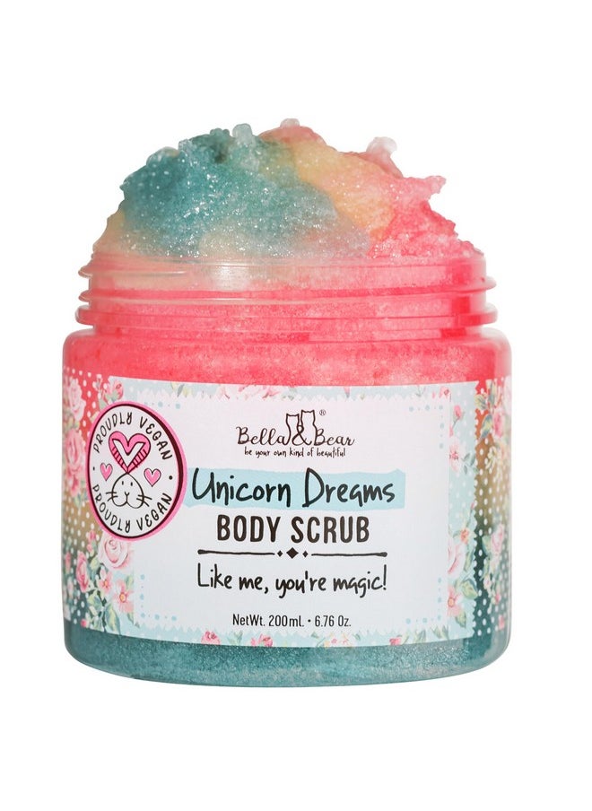 Bella and Bear Unicorn Dream Body Scrub Skin Care Exfoliating Body Wash - Cruelty-Free, Paraben Free, Vegan-Friendly Sugar Scrub with mango & pineapple with a hint of vanilla