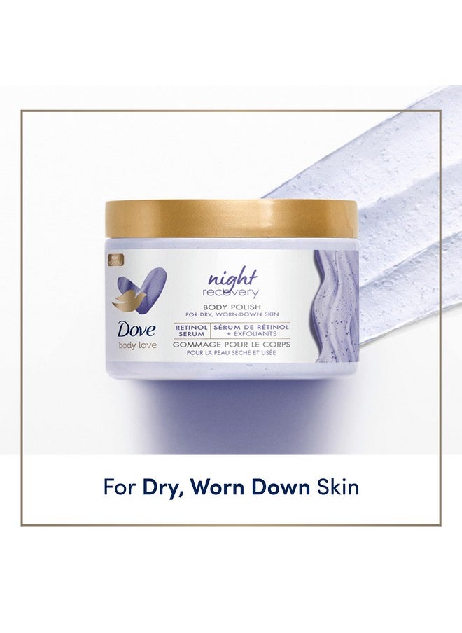 Dove Body Love Body Polish Night Recovery 3 Count for Dry, Worn-Down Skin, Body Scrub with Retinol and Botanical Oils for Silky, Smooth Skin 12 oz