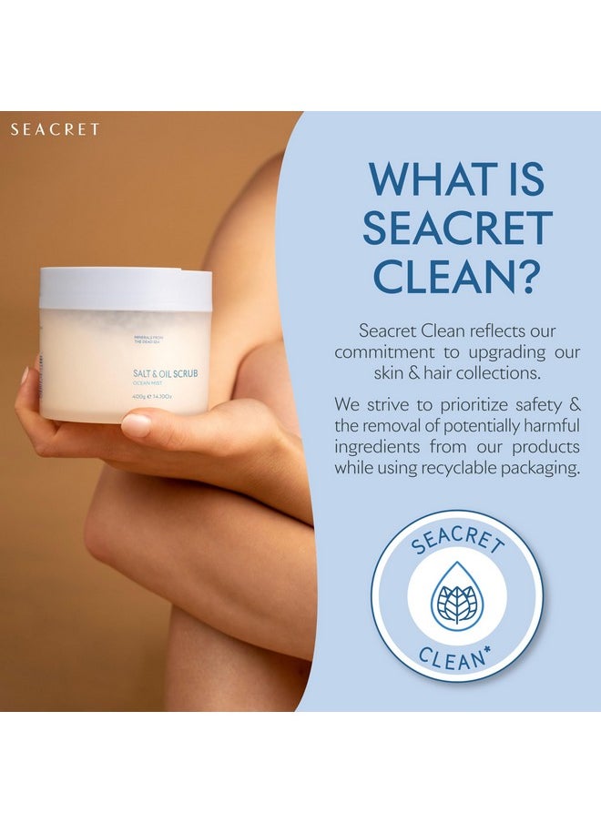 SEACRET Body Scrub - Salt & Oil Body Exfoliator with Dead Sea Minerals and Essential Oils, Ocean Mist Scent 14.1 FL.OZ.