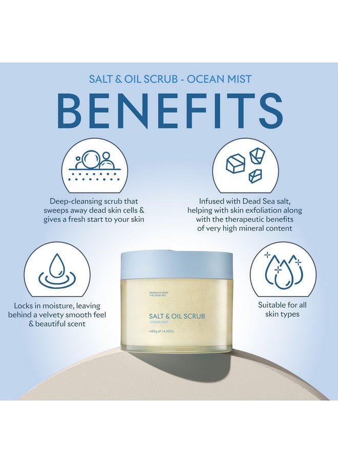 SEACRET Body Scrub - Salt & Oil Body Exfoliator with Dead Sea Minerals and Essential Oils, Ocean Mist Scent 14.1 FL.OZ.