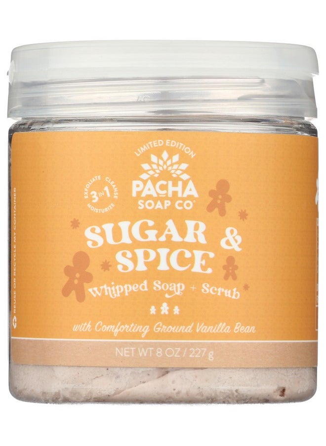 Pacha Sugar & Spice Whipped Soap & Scrub, Luxurious Body Wash and Scrub for a Nourishing & Relaxing Head to Toe Cleanse, 8 oz