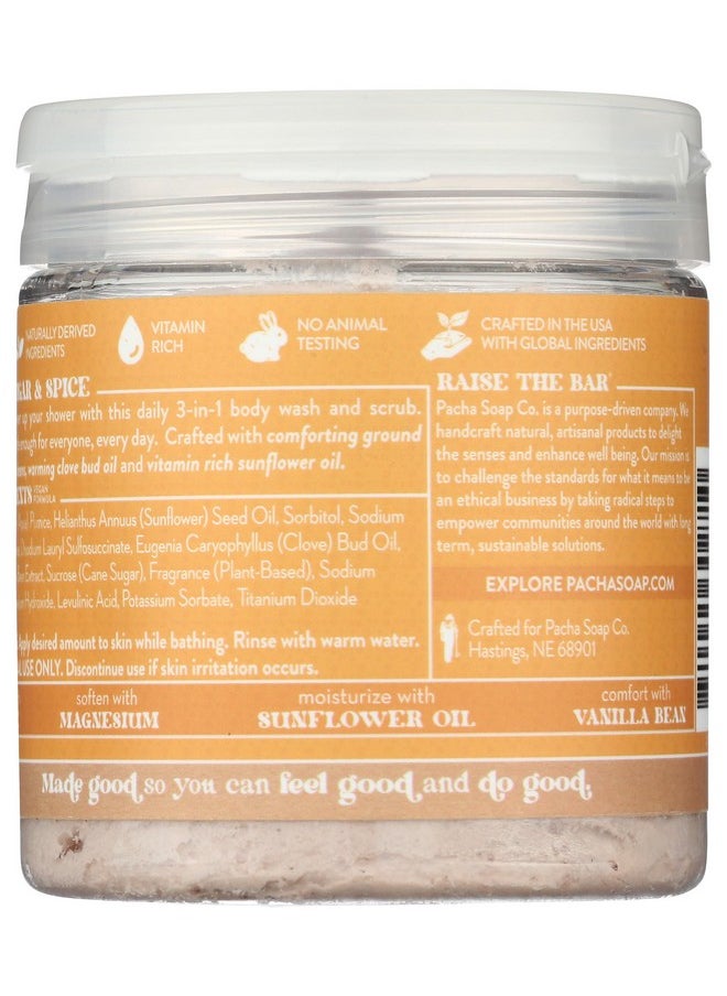 Pacha Sugar & Spice Whipped Soap & Scrub, Luxurious Body Wash and Scrub for a Nourishing & Relaxing Head to Toe Cleanse, 8 oz