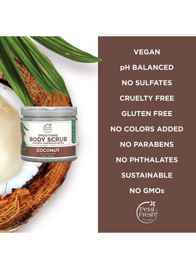 Petal Fresh Coconut Body Scrub, Smoothing Body Pudding, Natural, Gently Exfoliating, Daily Skincare, Vegan and Cruelty Free, 16 oz