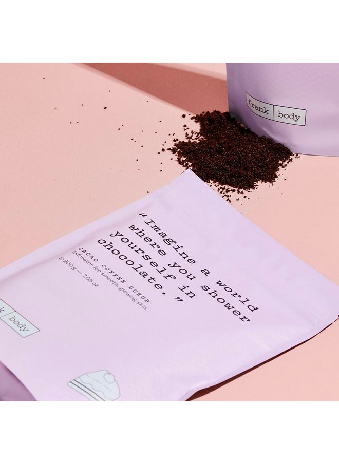 Frank Body Cacao Coffee Scrub | Natural, Vegan, Cruelty Free Exfoliating Body Scrub Smooths, Hydrates, and Nourishes Skin with Cacao Extract, Macadamia Oil, and Vitamins A, E, and D | 7.05 oz / 200 g
