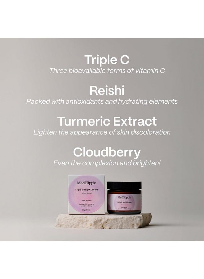 Mad Hippie Triple C Night Cream - Hydrating Face Moisturizer and Skin Brightening Face Cream for Women/Men, 3 Forms of Vitamin C, Anti-Aging Cream, 2.1 Oz + Skin Care Pillow Pack