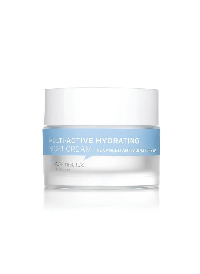 Cosmedica Skincare Multi-Active Hydrating Night Cream - Revitalizing Overnight Moisturizer & Anti-Aging Cream for Face and Neck with Hyaluronic Acid, Organic Shea, Glycolic Acid and Vitamin E 2 oz