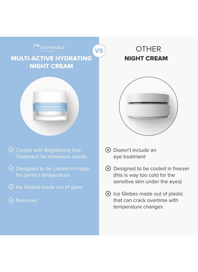 Cosmedica Skincare Multi-Active Hydrating Night Cream - Revitalizing Overnight Moisturizer & Anti-Aging Cream for Face and Neck with Hyaluronic Acid, Organic Shea, Glycolic Acid and Vitamin E 2 oz