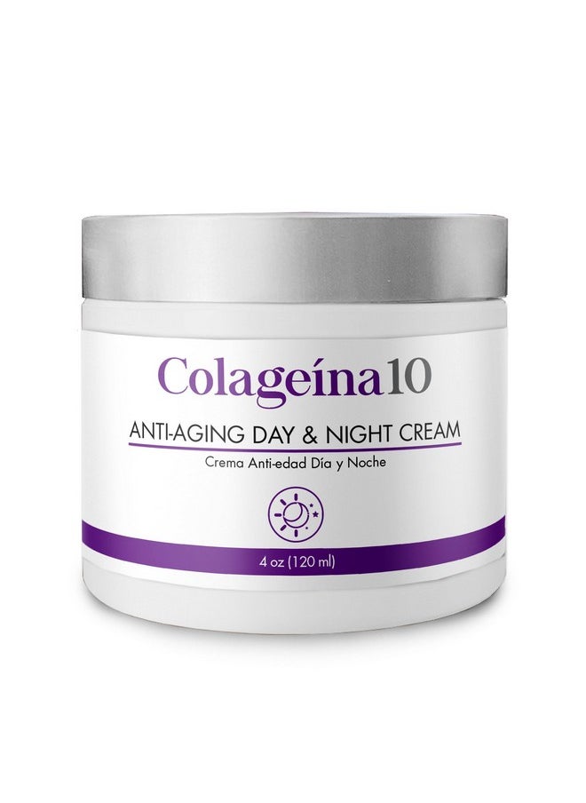 Colageina 10 Anti-Aging Day & Night Cream - Reduce the Appearance of Fine Lines & Wrinkles with Hydrolyzed Collagen and Hyaluronic Acid - 4 oz (120 ml)