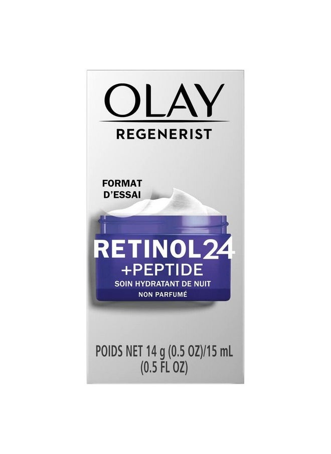 Olay Regenerist Retinol 24 + Peptide Night Face Moisturizer, Fragrance-Free, Trial Size 0.5 oz