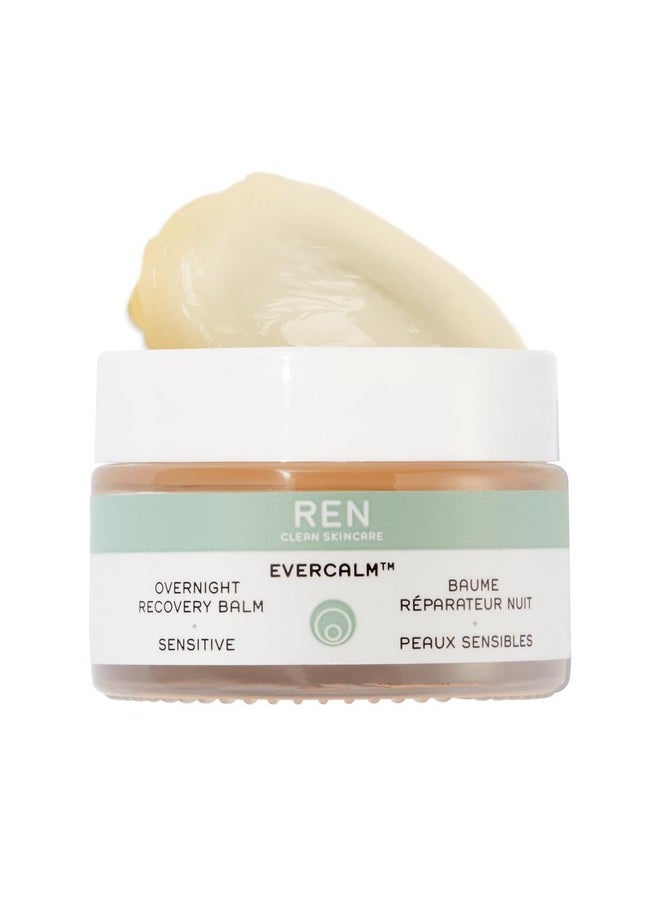 REN Clean Skincare Nighttime Facial Moisturizer - Evercalm Overnight Recovery Balm for Face and Body Provides Skin Barrier Protection to Repair Rosacea, Redness and Irritation for Sensitive Skin