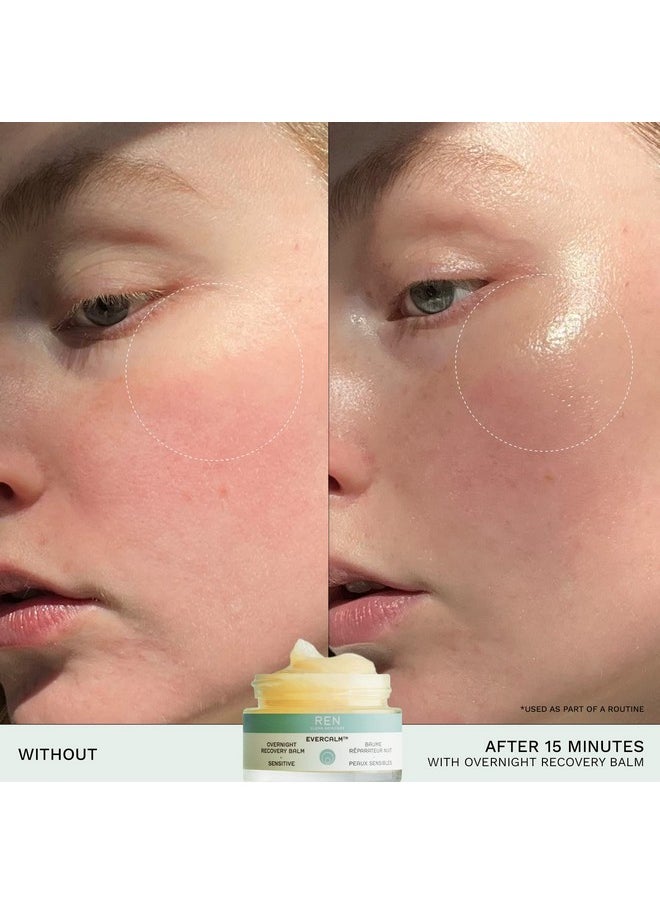 REN Clean Skincare Nighttime Facial Moisturizer - Evercalm Overnight Recovery Balm for Face and Body Provides Skin Barrier Protection to Repair Rosacea, Redness and Irritation for Sensitive Skin