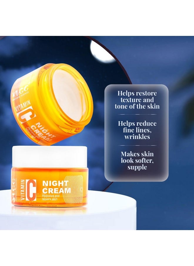VLCC Vitamin C Night Cream - 50g | Reduce Fine Lines, and Wrinkles | Hydrates & Repairs Skin | With 15% Vitamin C, Vitamin E, Hyaluronic Acid, and Rosehip Seed Oil.